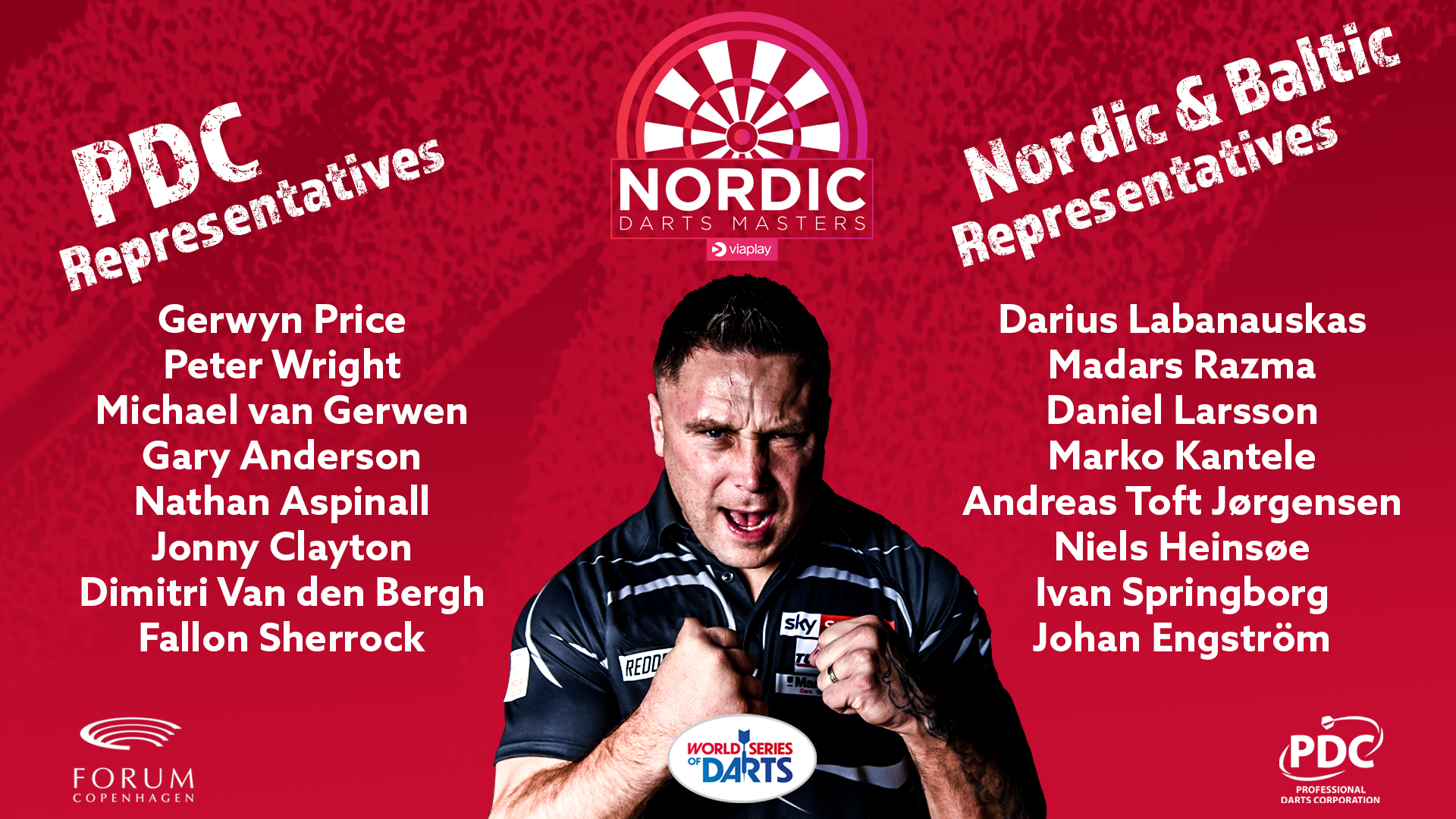 Price, Wright, Van Gerwen & Clayton headline Nordic Darts Masters field
